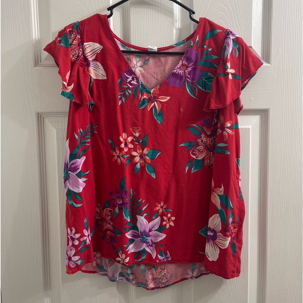 Old Navy floral ruffle sleeve top